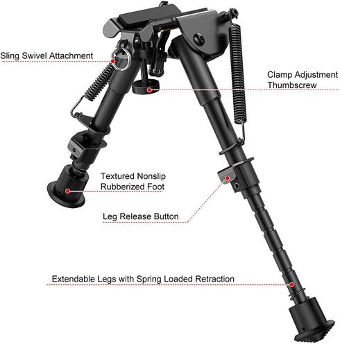 Lightweight And Foldable Bipods Quick Release Adapter For Adjustable 6-9 Inch Scope With 20MM Mount