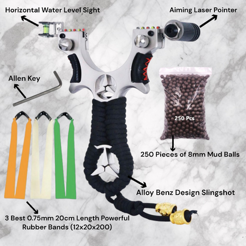 Flying Bird Benz Alloy Slingshot Catapult with Laser Durable Outdoor Target Shooting Game Slingshot