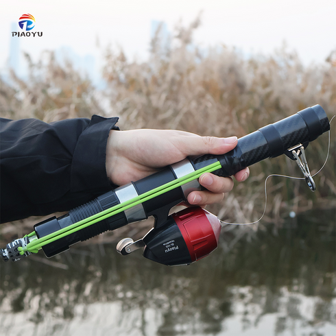 Tirachinas de caza con carrete, modelo mejorado para pesca al aire libre, dispensador de cebo