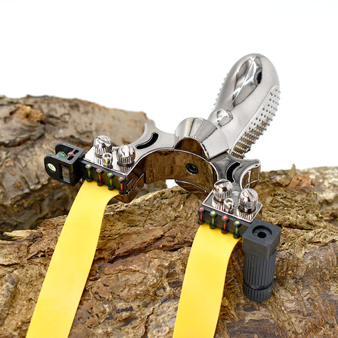 Tirachinas láser de alta precisión de resina gris de doble tornillo, resistente al aire libre, portátil, para tiro al blanco.