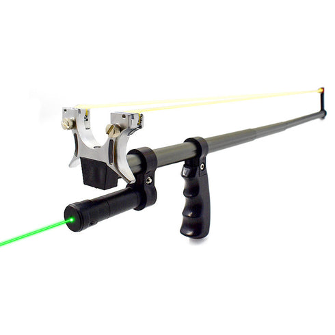 Long Rod Slingshot With Green Laser Powerful Slingshot Outdoor Hunting Slingshot