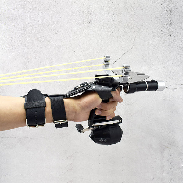 Juego de pesca con tirachinas, juego de tirachinas para caza, tiro al aire libre, carrete de pesca, dardos y linterna, herramientas para tirachinas de pesca.