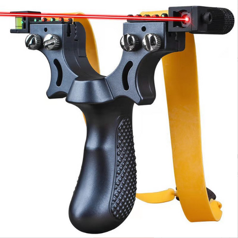 Tirachinas láser de alta precisión de resina gris de doble tornillo, resistente al aire libre, portátil, para tiro al blanco.