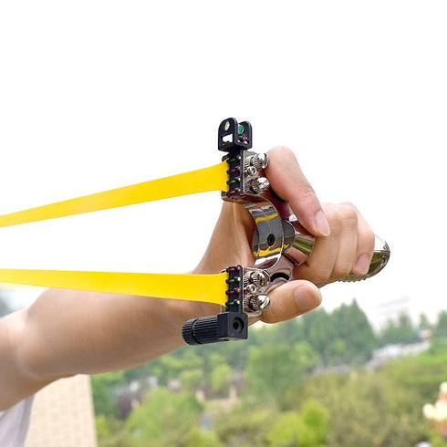 Tirachinas láser de alta precisión de resina gris de doble tornillo, resistente al aire libre, portátil, para tiro al blanco.